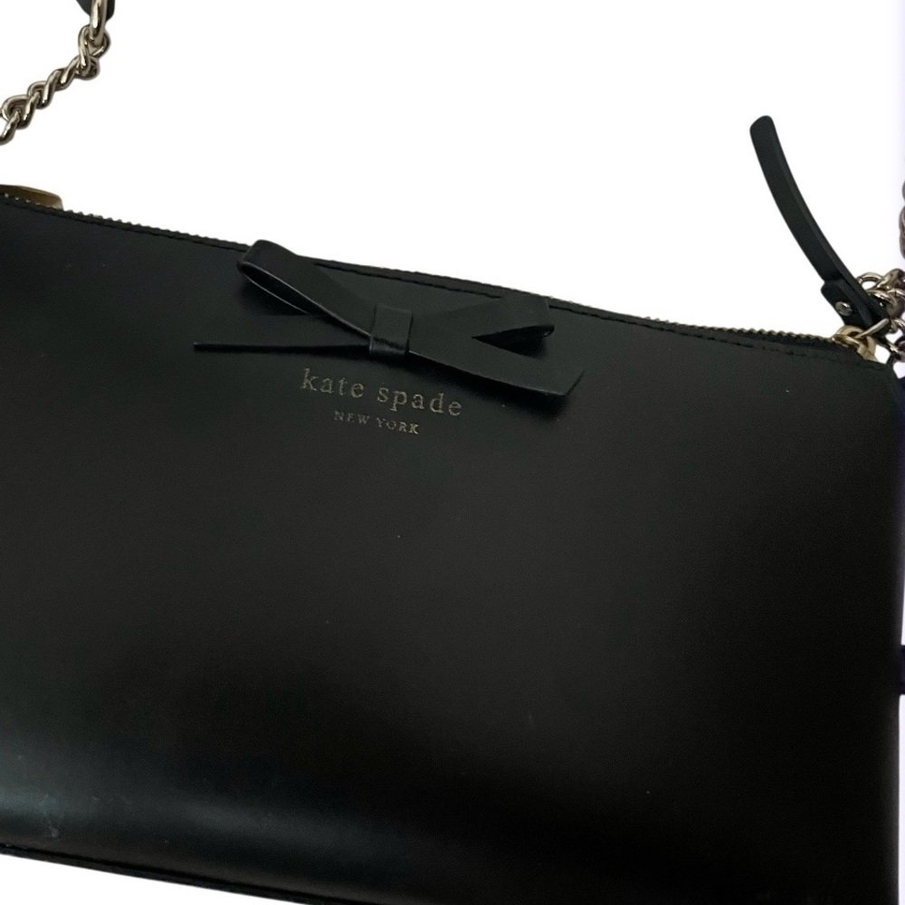 KATE SPADE New York Declan Bow Sawyer Street Crossbody Bag Black Leather - Picture 3 of 6